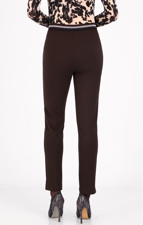 Pantaloni eleganți din tricot compact, &icirc;n culoarea Black Coffee