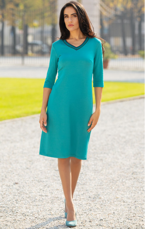 Rochie din material de tricot de lux, de culoare Emerald Green