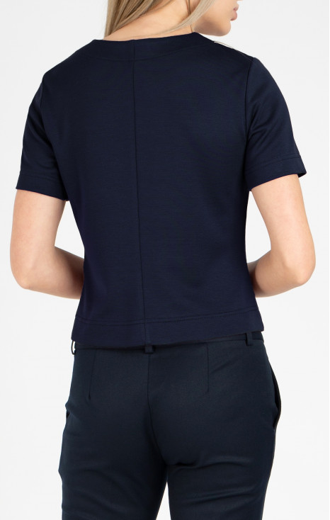 Sacou scurt din material de tricot, de culoare Night Sky [1]