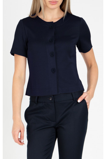 Sacou scurt din material de tricot, de culoare Night Sky