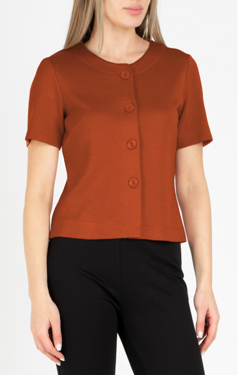 Sacou scurt din material de tricot, de culoare Gold Flame