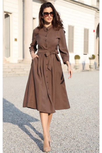 Rochie midi elegantă, de culoare Cocoa Creme