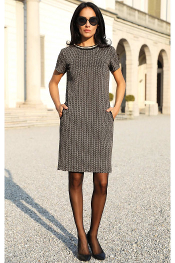 Rochie elegantă din jacquard de tricot de lux, cu fire aurii [1]