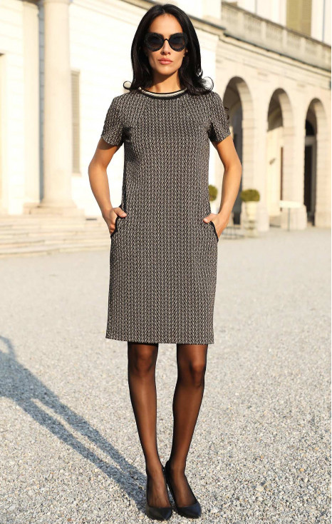 Rochie elegantă din jacquard de tricot de lux, cu fire aurii [1]