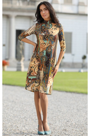 Rochie confortabilă din tricot, cu motive paisley