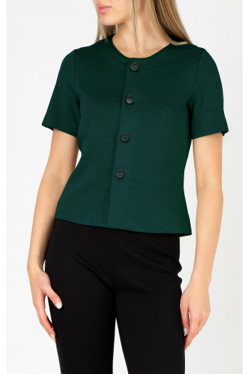 Sacou scurt din material de tricot, de culoare Rain Forest