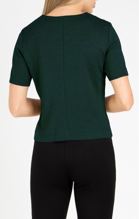 Sacou scurt din material de tricot, de culoare Rain Forest [1]