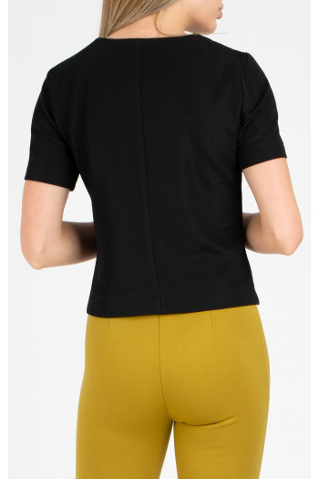 Sacou scurt din material de tricot, de culoare neagră [1]