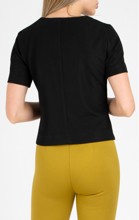 Sacou scurt din material de tricot, de culoare neagră