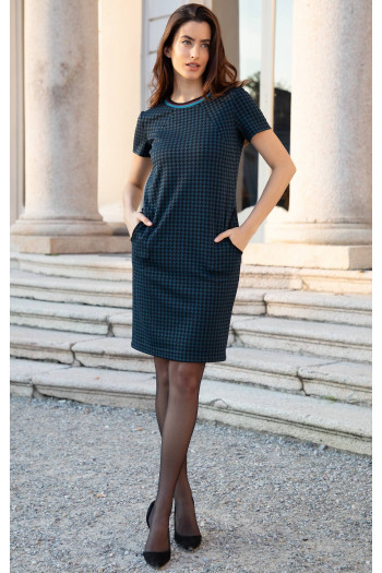 Rochie elegantă din jacquard de tricot, de culoare Galaxy Blue