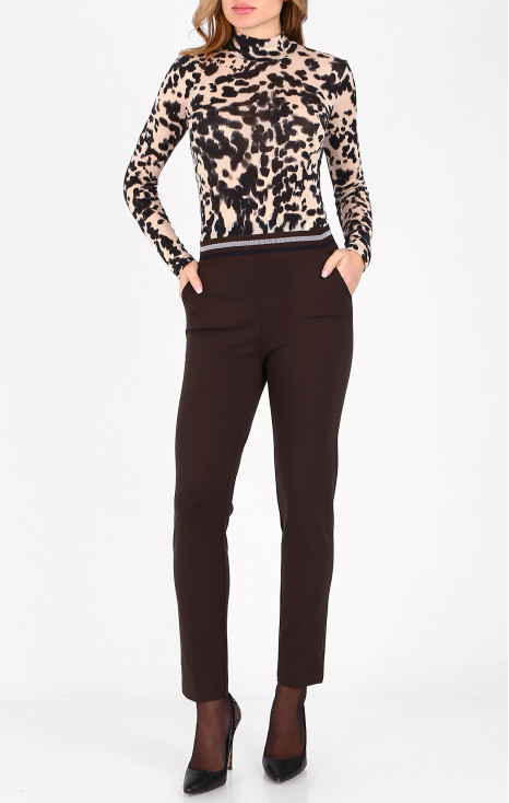 Pantaloni din tricot dens &icirc;n nuanța Black Coffee