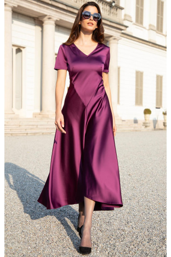 Rochie elegantă din satin, de culoare Magenta Purple