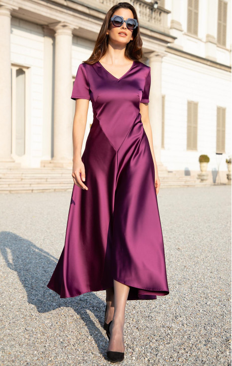 Rochie elegantă din satin, de culoare Magenta Purple