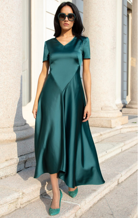 Rochie elegantă din satin, de culoare Pacific