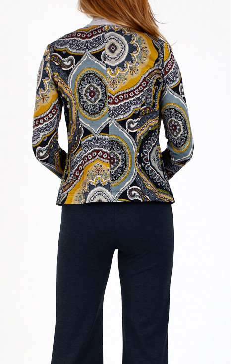 Sacou elegant din material tricot de lux, cu desen grafic stilat