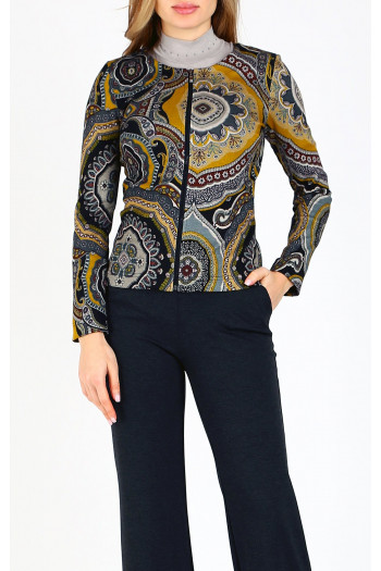 Sacou elegant din material tricot de lux, cu desen grafic stilat