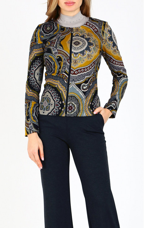 Sacou elegant din material tricot de lux, cu desen grafic stilat