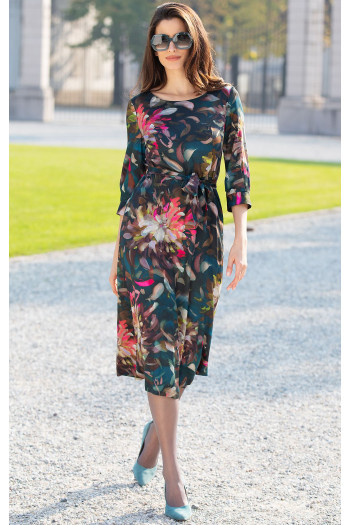 Rochie elegantă din viscoză de lux în verde “Ocean Depth” cu imprimeu floral pitoresc [1]