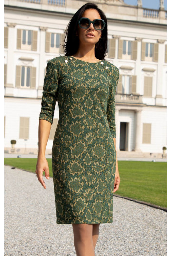 Rochie stilată din jacquard de tricot, cu fire aurii [1]