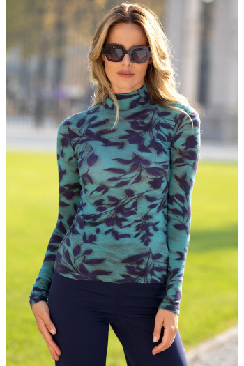 Bluză moale din material de tricot, cu guler tip helancă, în culorile Dusty Turquoise și Purple Velvet [1]