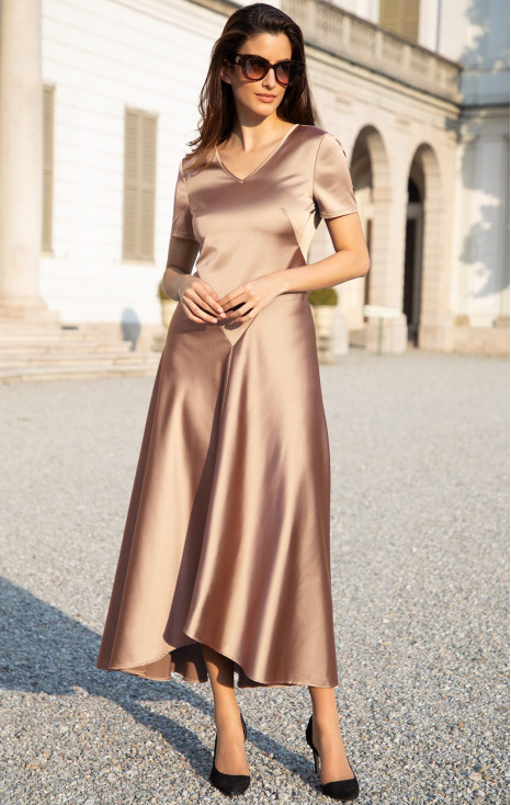 Rochie elegantă din satin, în culoarea Desert Sand [1]