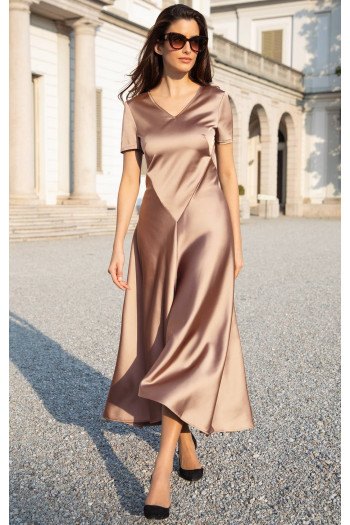 Rochie elegantă din satin, în culoarea Desert Sand