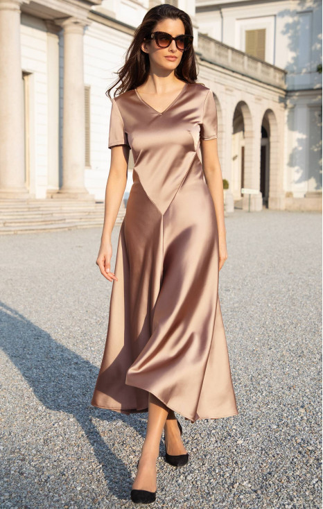 Rochie elegantă din satin, &icirc;n culoarea Desert Sand