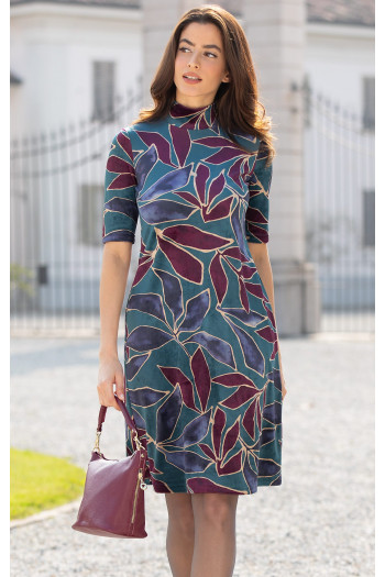 Rochie din catifea, cu imprimeu floral stilizat [1]