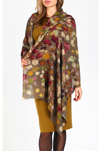 Wool and Silk Scarf - Velvet Petals Serenade