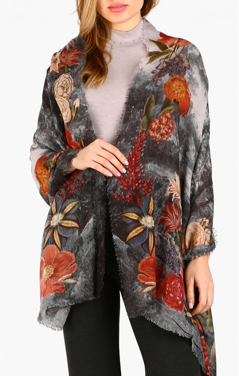 Eșarfă florală din l&acirc;nă și modal Mystic Eternal Garden