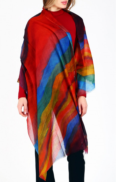 Eșarfă spectaculoasă din l&acirc;nă fină Kaleidoscope Wave