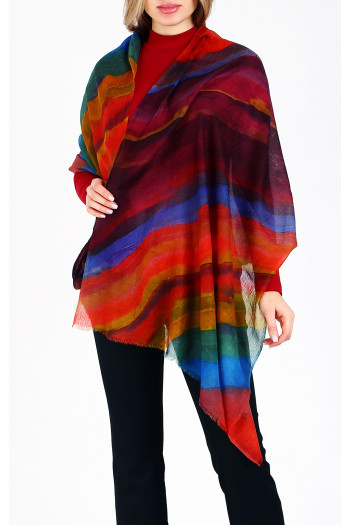 Eșarfă spectaculoasă din lână fină Kaleidoscope Wave