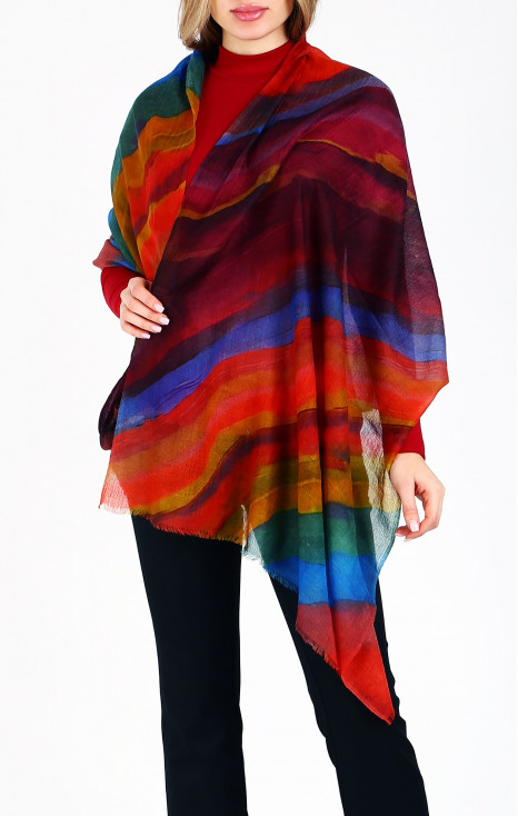 Eșarfă spectaculoasă din l&acirc;nă fină Kaleidoscope Wave