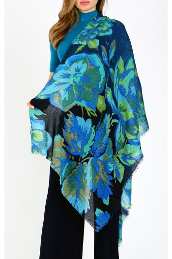Eșarfă elegantă din lână și modal, cu desen Nocturnal Bloom