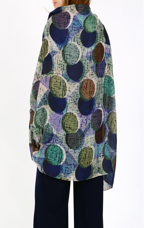 Eșarfă captivantă din l&acirc;nă și modal, cu desen Mystic Raindrop Harmony