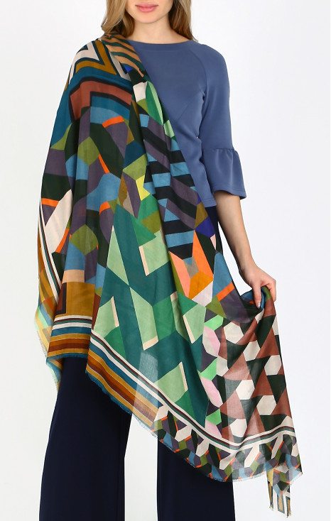 Eșarfă rafinată din modal și mătase Patchwork Mystic Dreams