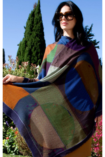 Wool & Modal Scarf – Midnight Mosaic Dream