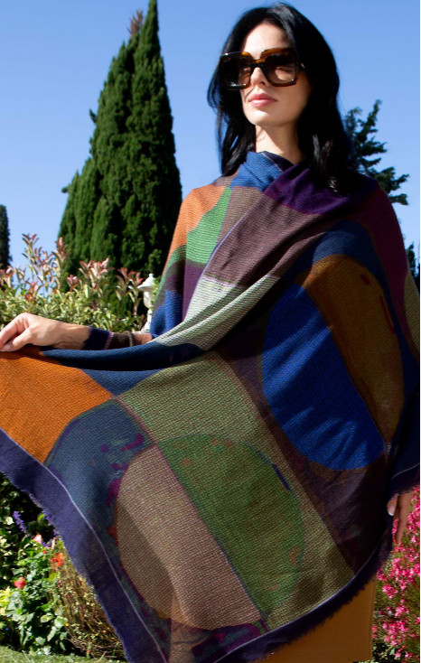 Wool & Modal Scarf – Midnight Mosaic Dream