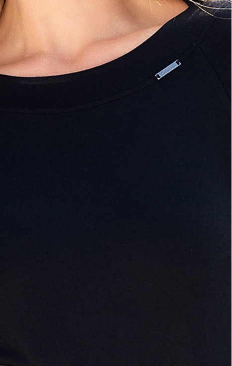 Bluză confortabilă din material de tricot călduros de culoare neagră