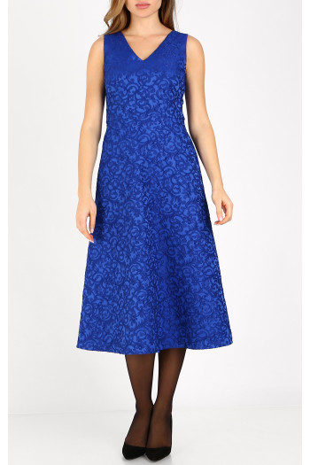 Rochie rafinată din jacquard satinat, în culoarea Bright Cobalt Blue