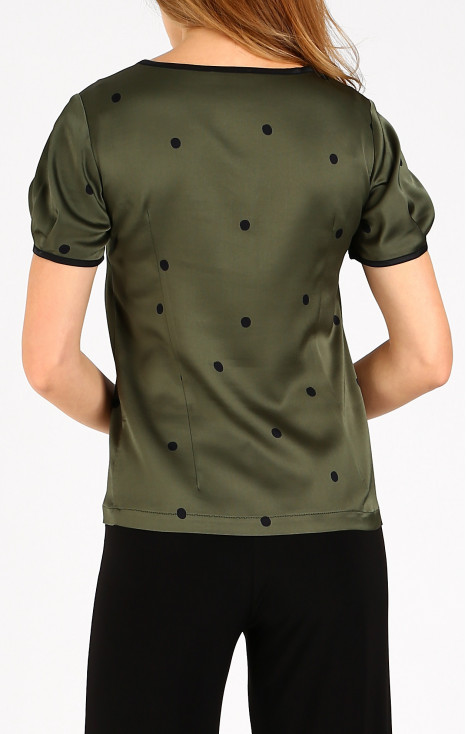 Bluza elegantă din vâscoză satinată, în Bronze Green [1]