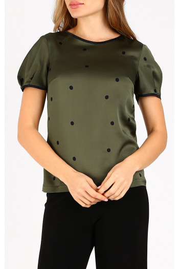 Bluza elegantă din vâscoză satinată, în Bronze Green