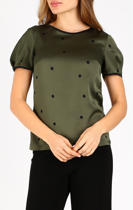 Bluza elegantă din vâscoză satinată, în Bronze Green