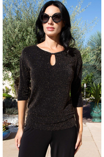 Bluză cu efect metalizat Black Gold Shimmer