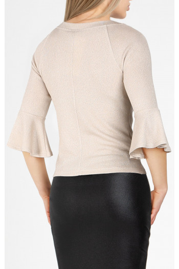 Bluză elegantă în culoarea White Sand, cu fire strălucitoare [1]