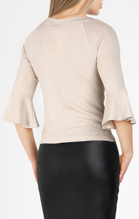 Bluză elegantă &icirc;n culoarea White Sand, cu fire strălucitoare