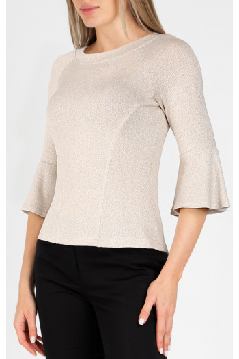 Bluză elegantă în culoarea White Sand, cu fire strălucitoare