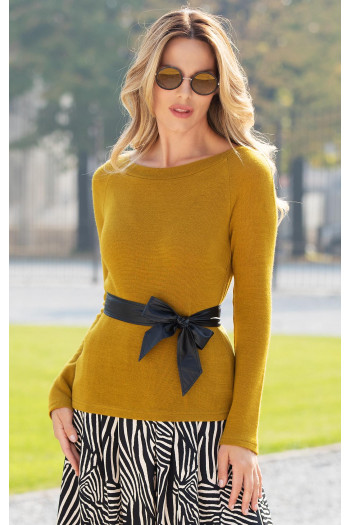 Bluză confortabilă din tricot călduros, în culoarea Olive Oil.