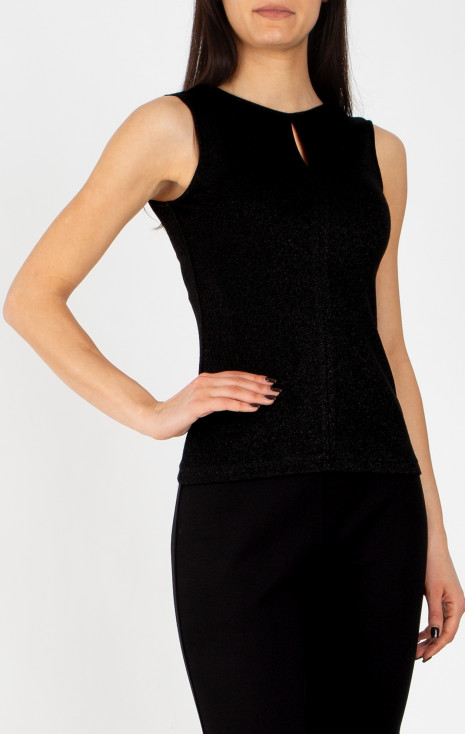 Black Sleeveless Shimmer Jersey Top