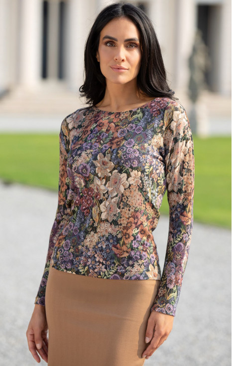 Bluza cu croială lejeră, cu imprimeu floral bogat de tip &bdquo;Tapestry&rdquo;